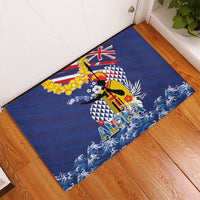 Hawaii King Kamehameha Day Rubber Doormat Lei Sea Waves Polynesian Tapa Pattern LT03 - Polynesian Pride