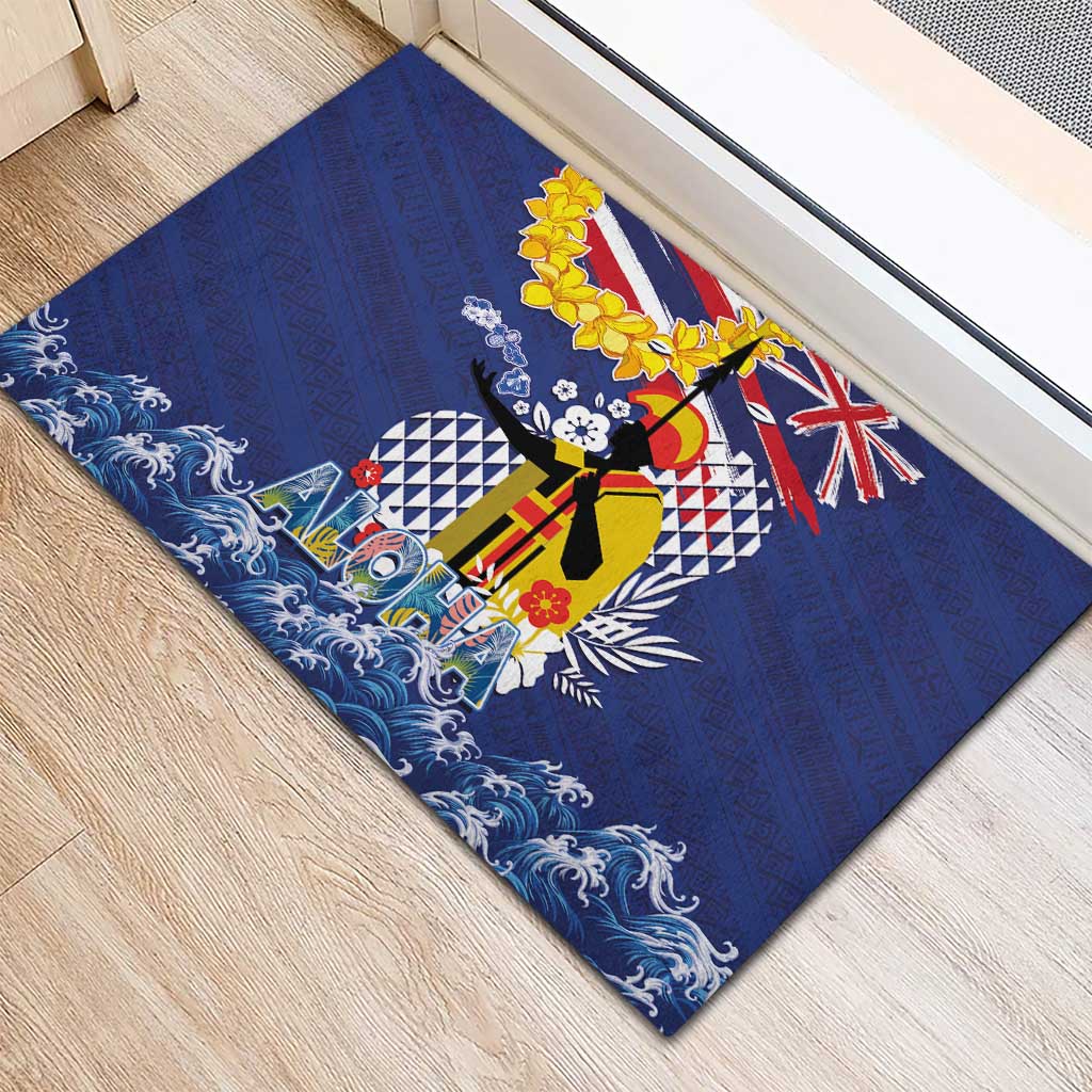 Hawaii King Kamehameha Day Rubber Doormat Lei Sea Waves Polynesian Tapa Pattern LT03 - Polynesian Pride