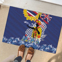 Hawaii King Kamehameha Day Rubber Doormat Lei Sea Waves Polynesian Tapa Pattern LT03 - Polynesian Pride