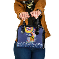 Hawaii King Kamehameha Day Shoulder Handbag Lei Sea Waves Polynesian Tapa Pattern LT03 One Size Blue - Polynesian Pride