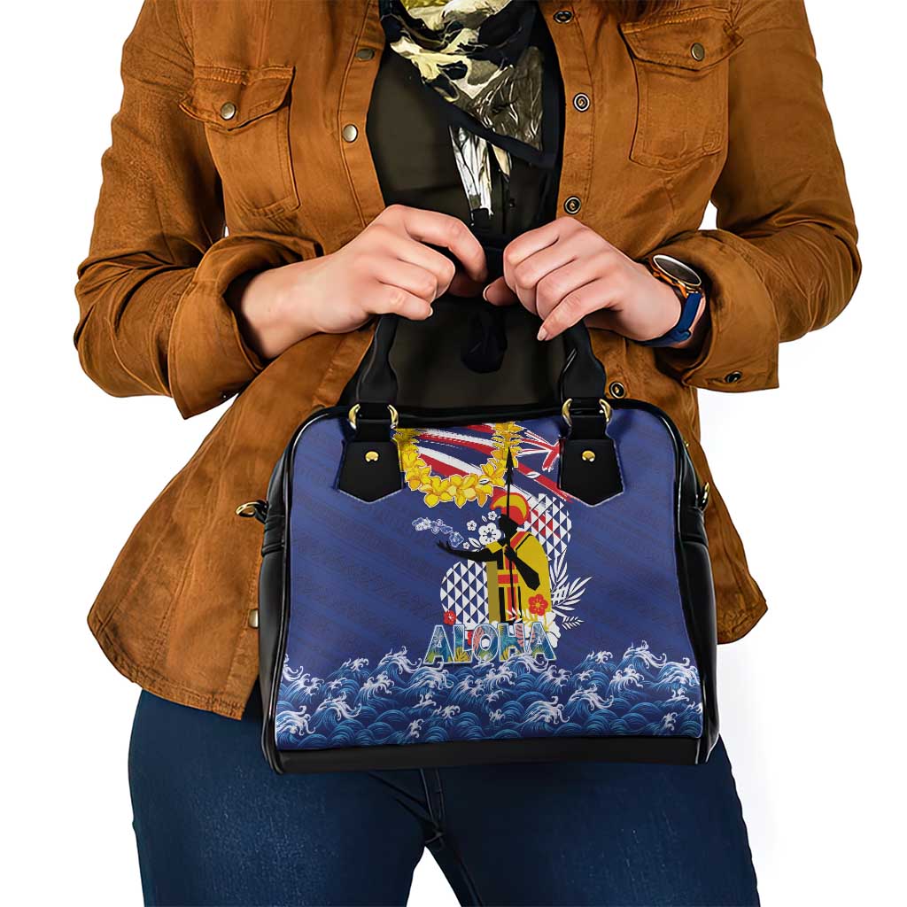 Hawaii King Kamehameha Day Shoulder Handbag Lei Sea Waves Polynesian Tapa Pattern LT03 - Polynesian Pride