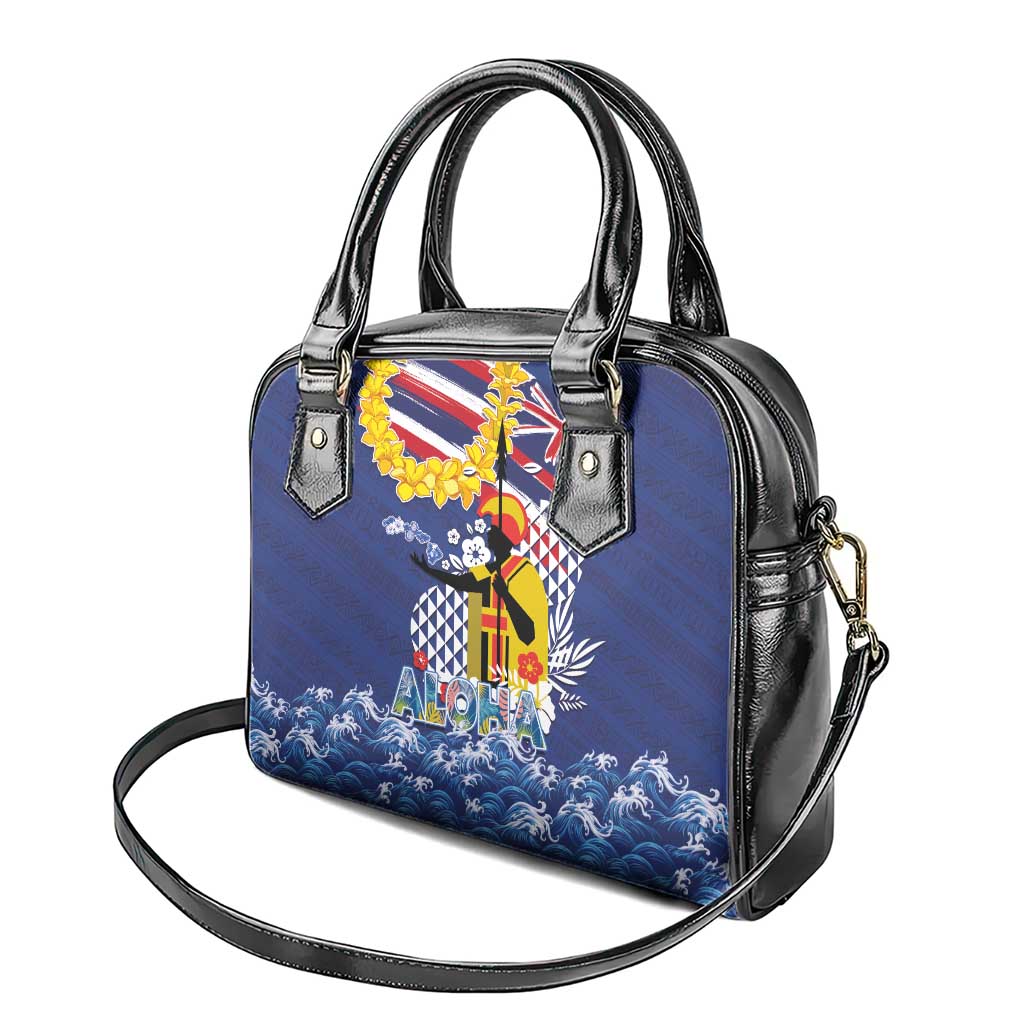 Hawaii King Kamehameha Day Shoulder Handbag Lei Sea Waves Polynesian Tapa Pattern LT03 - Polynesian Pride