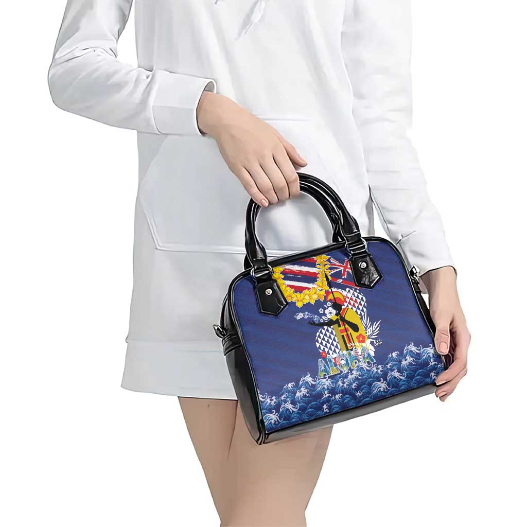 Hawaii King Kamehameha Day Shoulder Handbag Lei Sea Waves Polynesian Tapa Pattern LT03 - Polynesian Pride