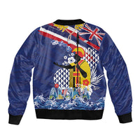Hawaii King Kamehameha Day Sleeve Zip Bomber Jacket Lei Sea Waves Polynesian Tapa Pattern LT03 - Polynesian Pride