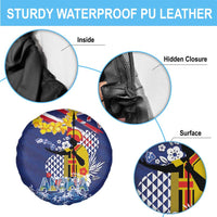 Hawaii King Kamehameha Day Spare Tire Cover Lei Sea Waves Polynesian Tapa Pattern