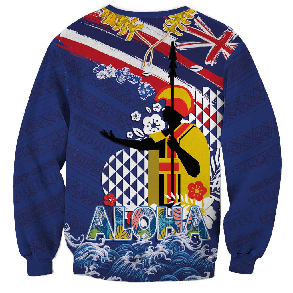 Hawaii King Kamehameha Day Sweatshirt Lei Sea Waves Polynesian Tapa Pattern LT03 - Polynesian Pride
