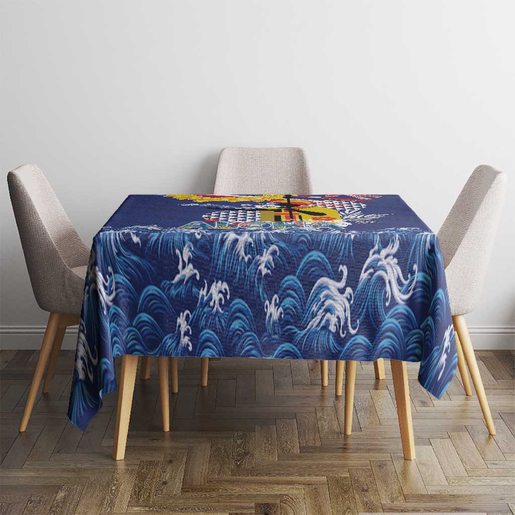 Hawaii King Kamehameha Day Tablecloth Lei Sea Waves Polynesian Tapa Pattern LT03 - Polynesian Pride