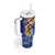 Hawaii King Kamehameha Day Tumbler With Handle Lei Sea Waves Polynesian Tapa Pattern