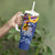 Hawaii King Kamehameha Day Tumbler With Handle Lei Sea Waves Polynesian Tapa Pattern