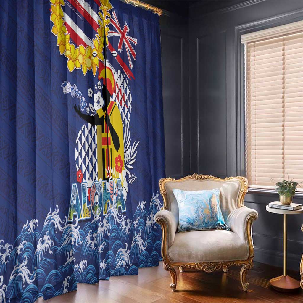 Hawaii King Kamehameha Day Window Curtain Lei Sea Waves Polynesian Tapa Pattern LT03 - Polynesian Pride