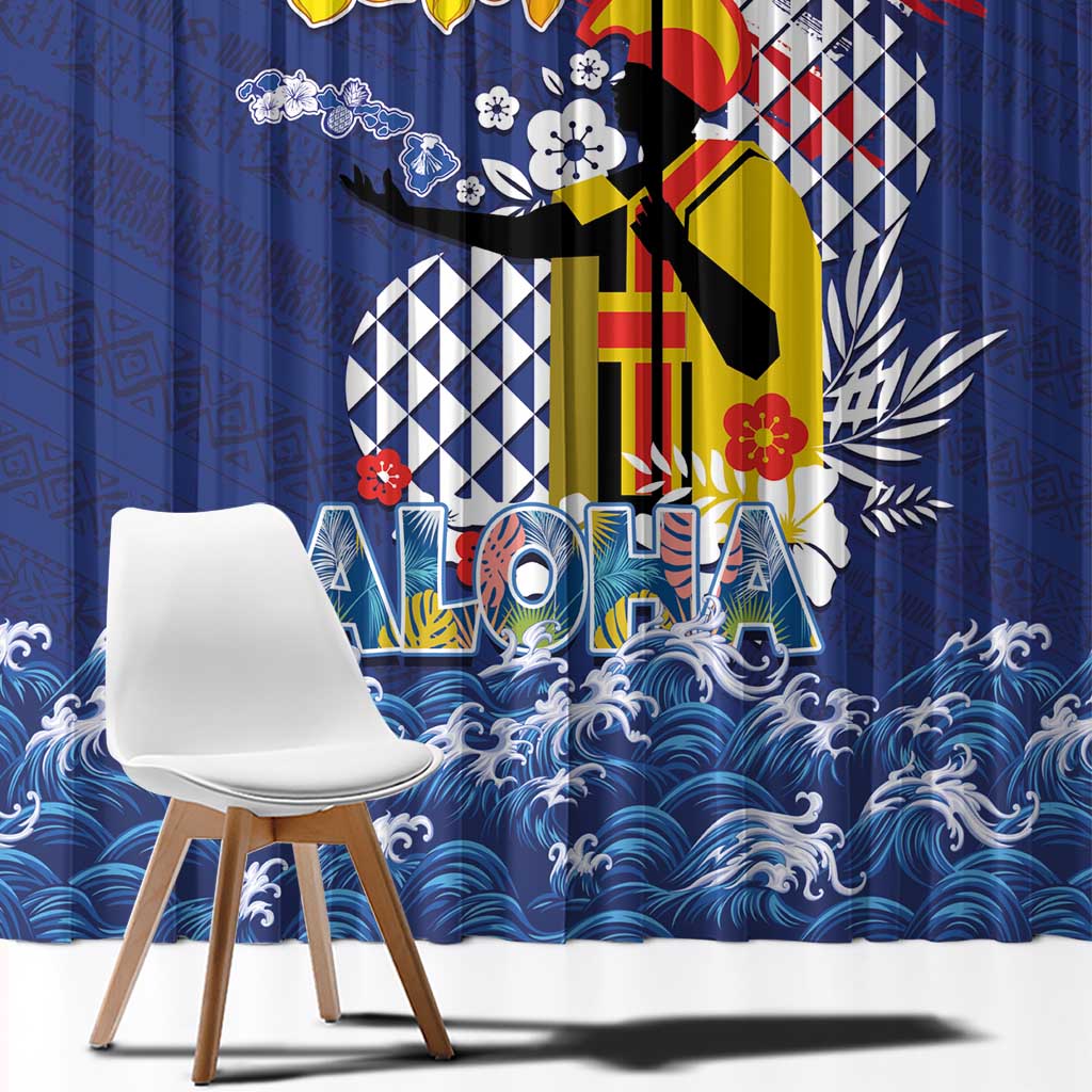 Hawaii King Kamehameha Day Window Curtain Lei Sea Waves Polynesian Tapa Pattern LT03 - Polynesian Pride