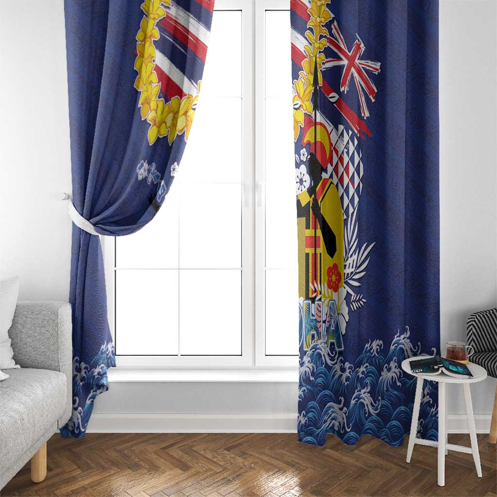 Hawaii King Kamehameha Day Window Curtain Lei Sea Waves Polynesian Tapa Pattern LT03 - Polynesian Pride