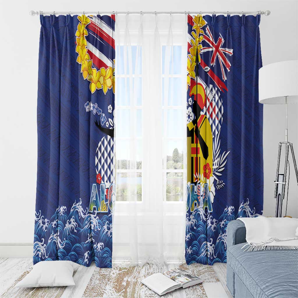 Hawaii King Kamehameha Day Window Curtain Lei Sea Waves Polynesian Tapa Pattern LT03 - Polynesian Pride