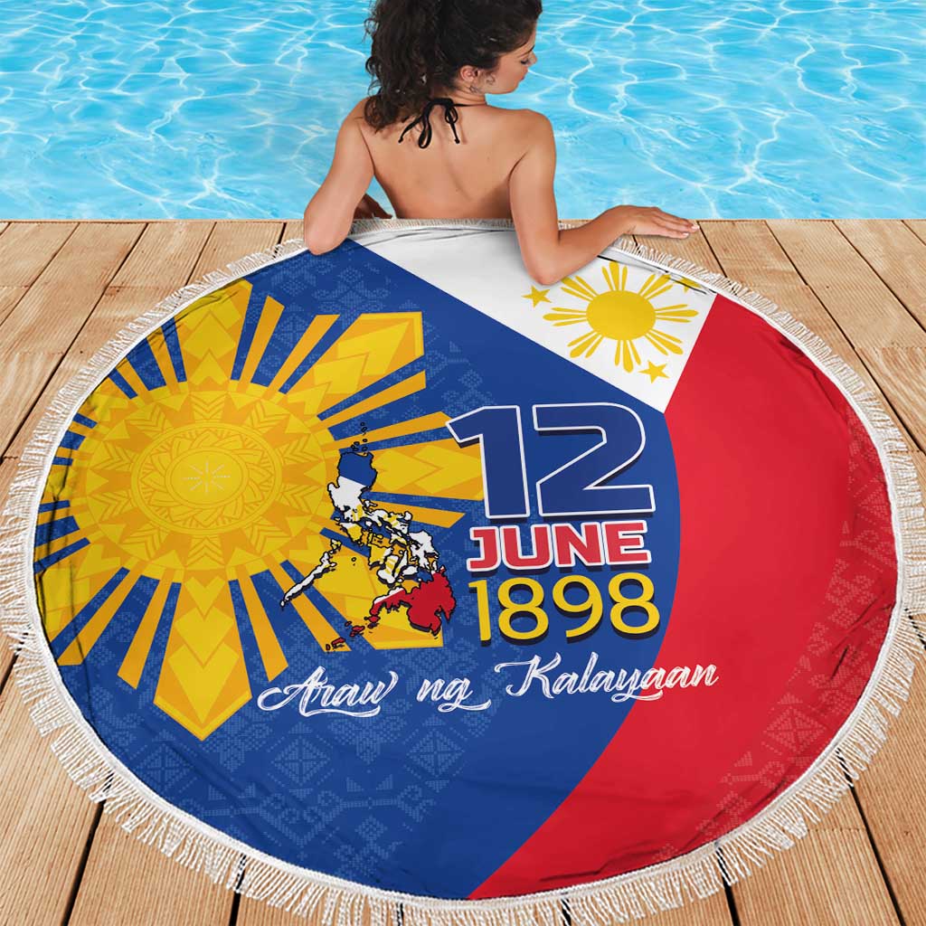 Philippines Independence Day Beach Blanket Araw ng Kalayaan Polynesian Sun and YAKAN Pattern