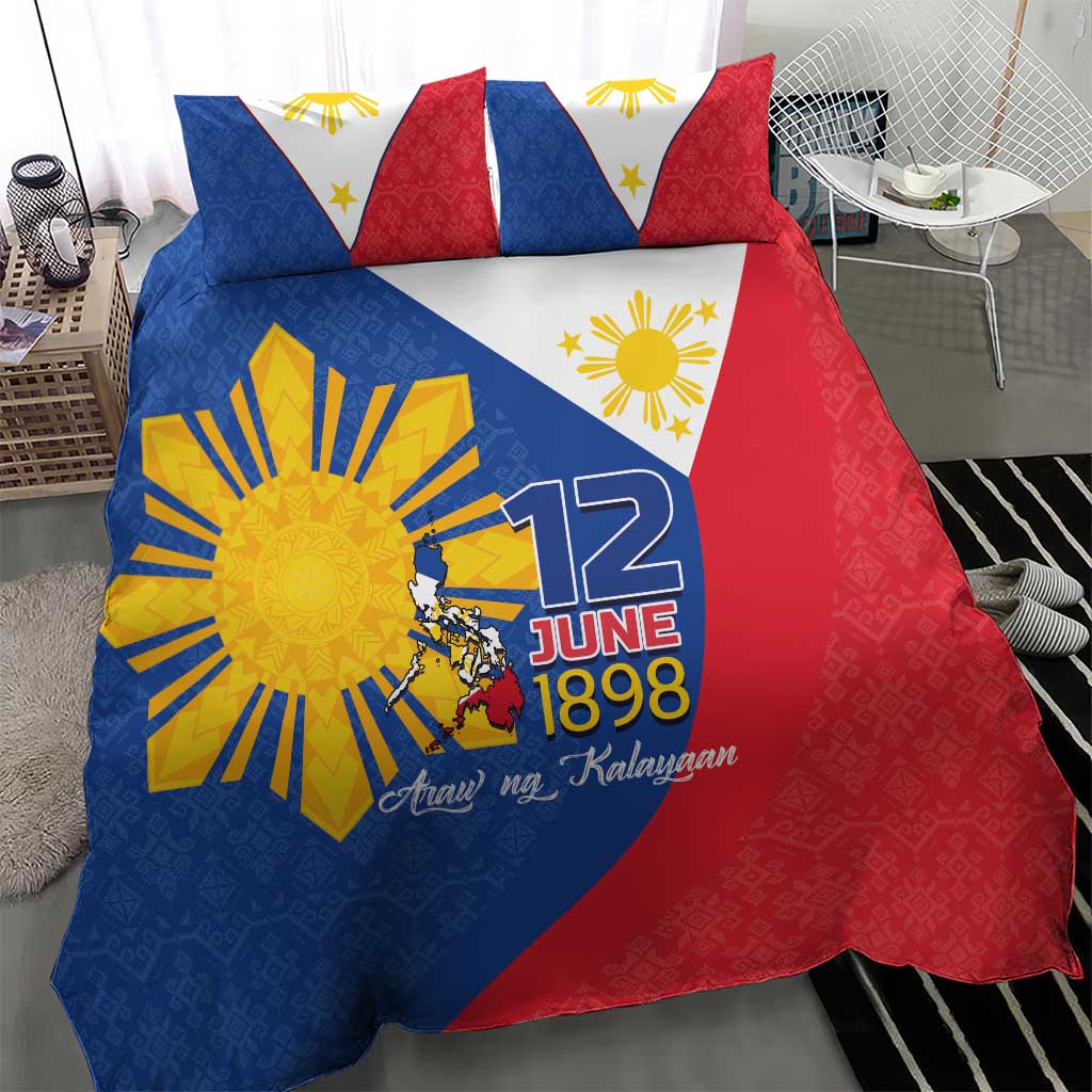 Philippines Independence Day Bedding Set Araw ng Kalayaan Polynesian Sun and YAKAN Pattern