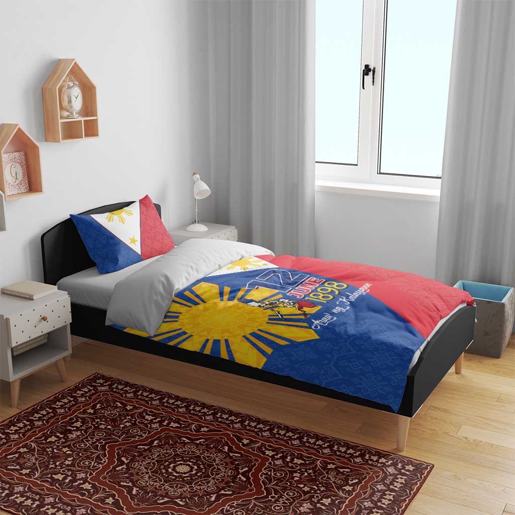 Philippines Independence Day Bedding Set Araw ng Kalayaan Polynesian Sun and YAKAN Pattern