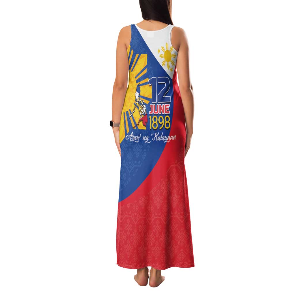 Philippines Independence Day Family Matching Tank Maxi Dress and Hawaiian Shirt Araw ng Kalayaan Polynesian Sun and YAKAN Pattern