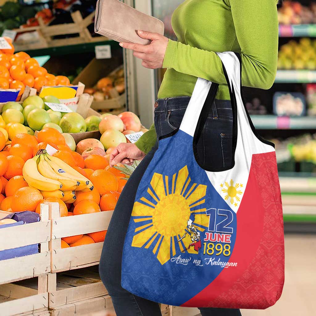 Philippines Independence Day Grocery Bag Araw ng Kalayaan Polynesian Sun and YAKAN Pattern