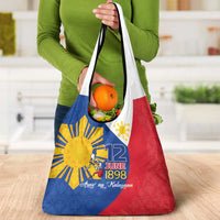 Philippines Independence Day Grocery Bag Araw ng Kalayaan Polynesian Sun and YAKAN Pattern