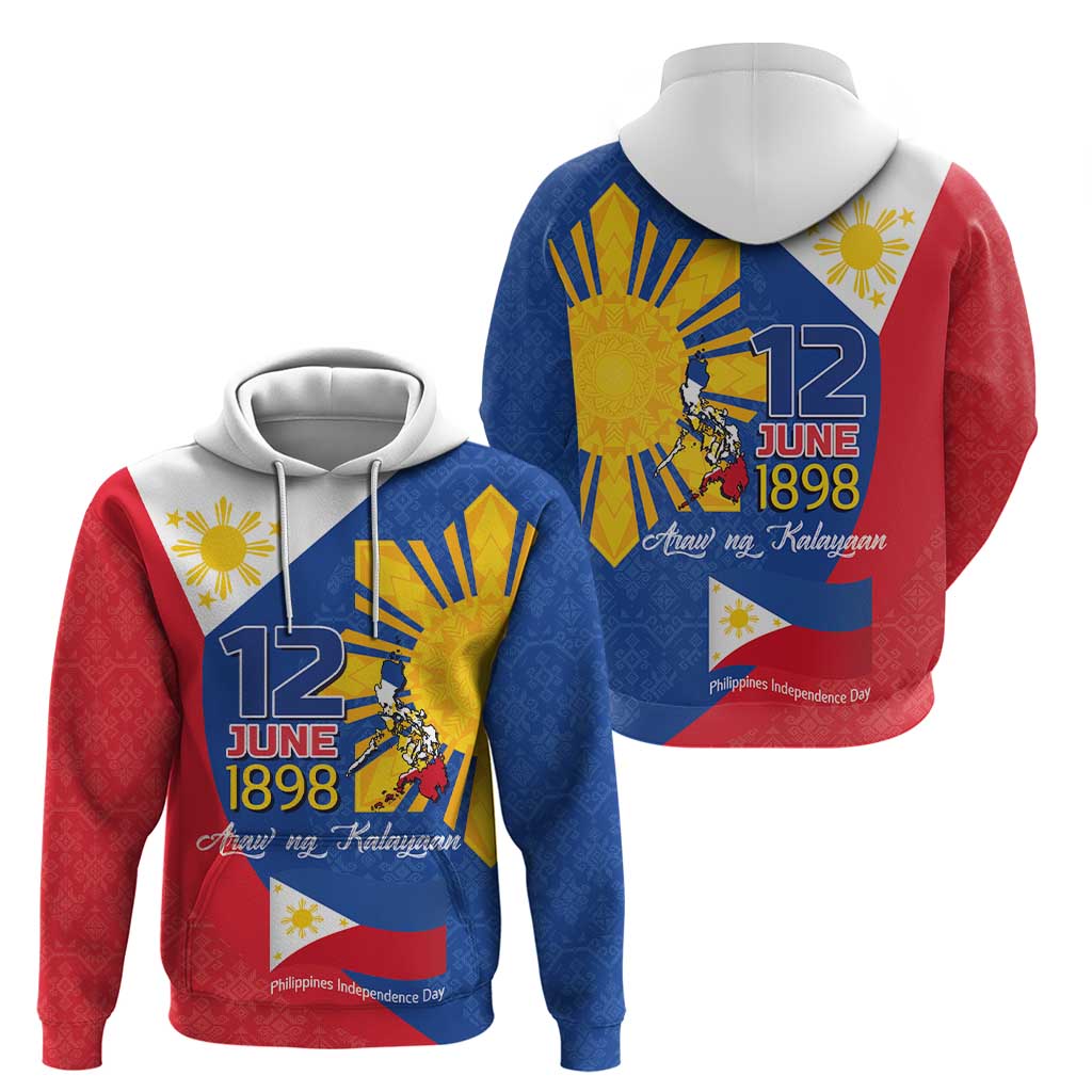 Philippines Independence Day Hoodie Araw ng Kalayaan Polynesian Sun and YAKAN Pattern