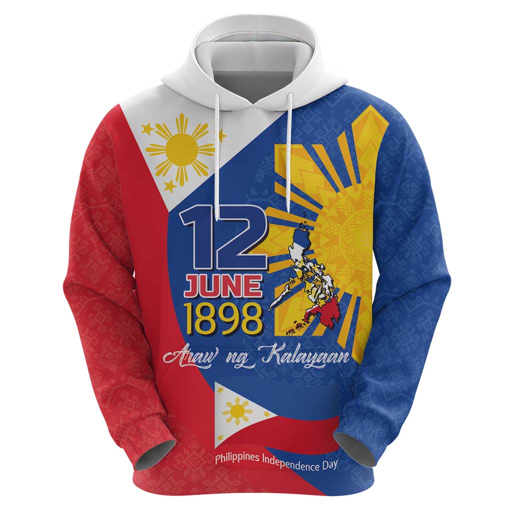 Philippines Independence Day Hoodie Araw ng Kalayaan Polynesian Sun and YAKAN Pattern