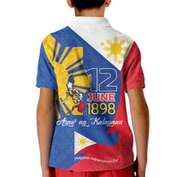 Philippines Independence Day Kid Polo Shirt Araw ng Kalayaan Polynesian Sun and YAKAN Pattern