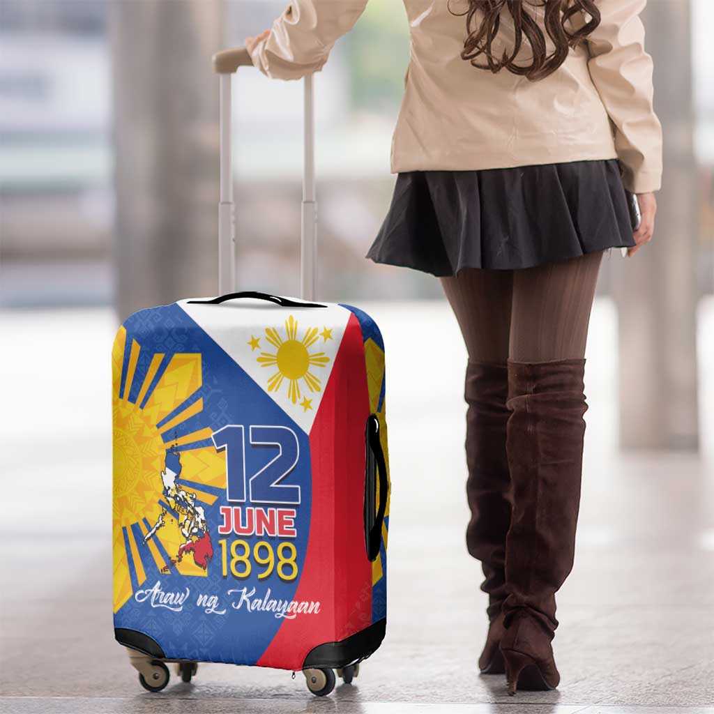 Philippines Independence Day Luggage Cover Araw ng Kalayaan Polynesian Sun and YAKAN Pattern