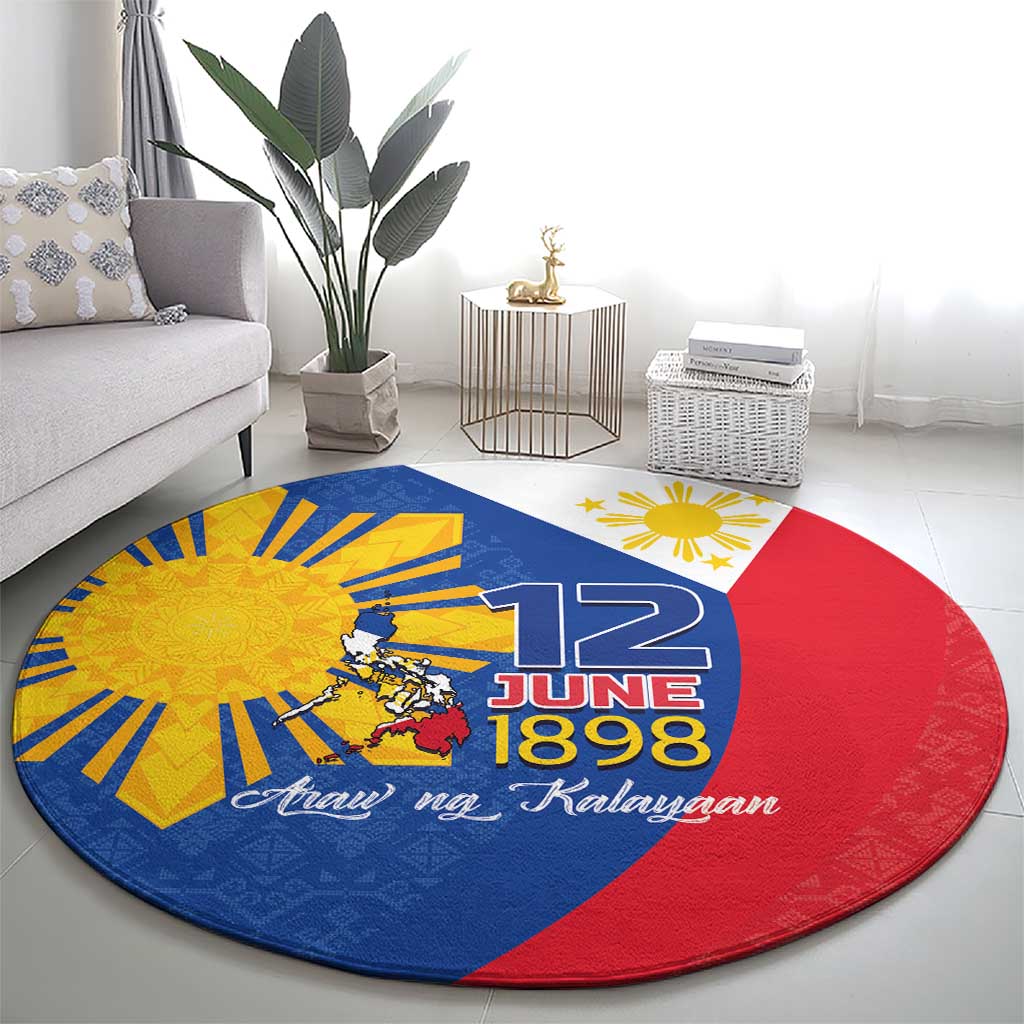 Philippines Independence Day Round Carpet Araw ng Kalayaan Polynesian Sun and YAKAN Pattern