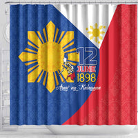 Philippines Independence Day Shower Curtain Araw ng Kalayaan Polynesian Sun and YAKAN Pattern