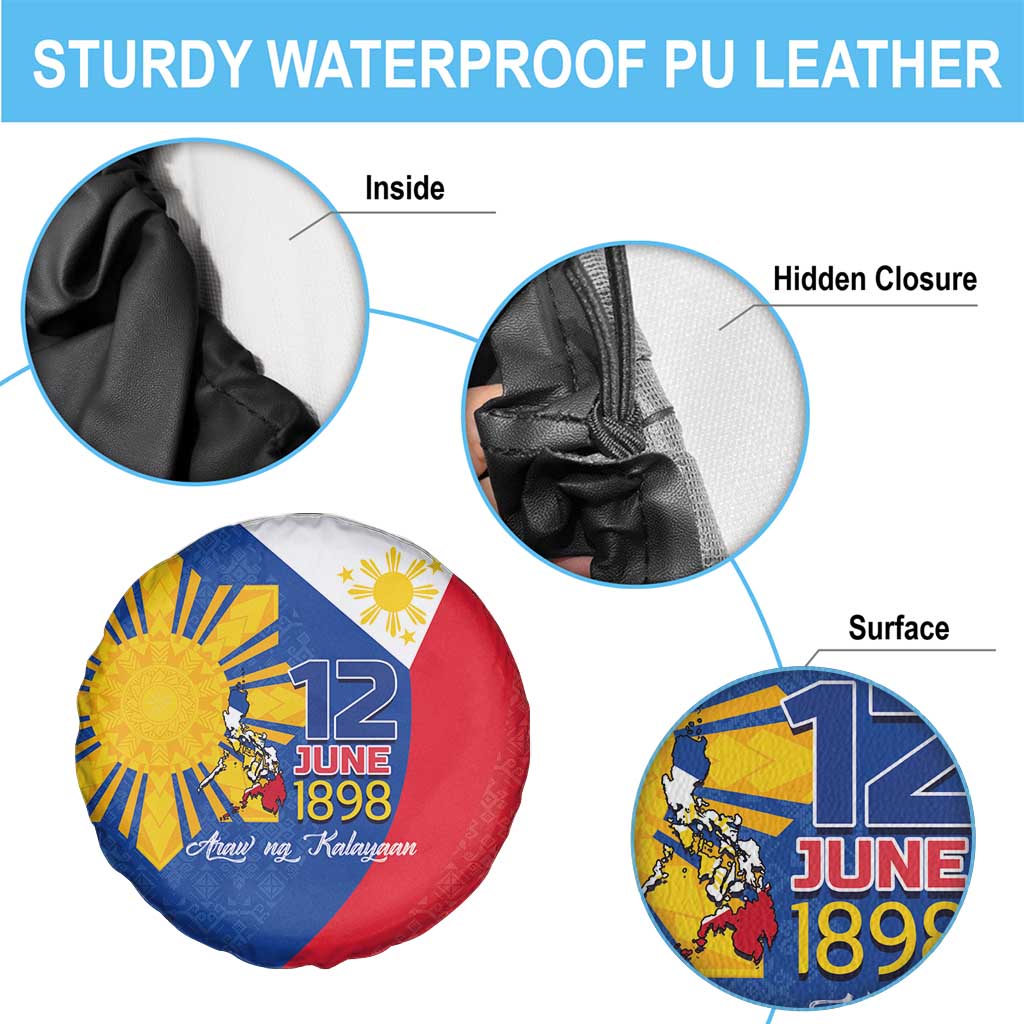 Philippines Independence Day Spare Tire Cover Araw ng Kalayaan Polynesian Sun and YAKAN Pattern