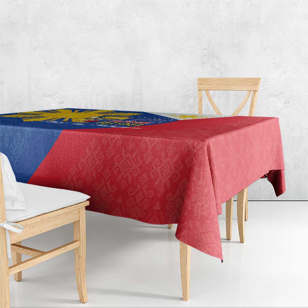 Philippines Independence Day Tablecloth Araw ng Kalayaan Polynesian Sun and YAKAN Pattern