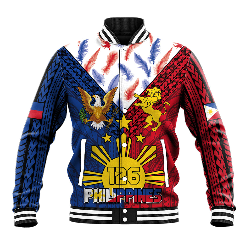 Philippines Independence Day 126th Anniversary Baseball Jacket Polynesian Pattern National Flag Style