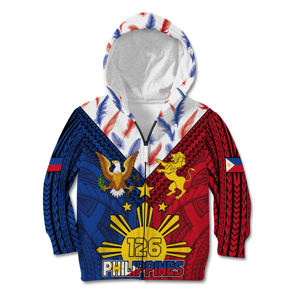 Philippines Independence Day 126th Anniversary Kid Hoodie Polynesian Pattern National Flag Style