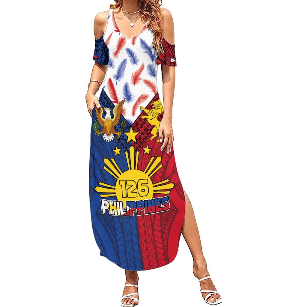 Philippines Independence Day 126th Anniversary Summer Maxi Dress Polynesian Pattern National Flag Style LT03 Women Red - Polynesian Pride