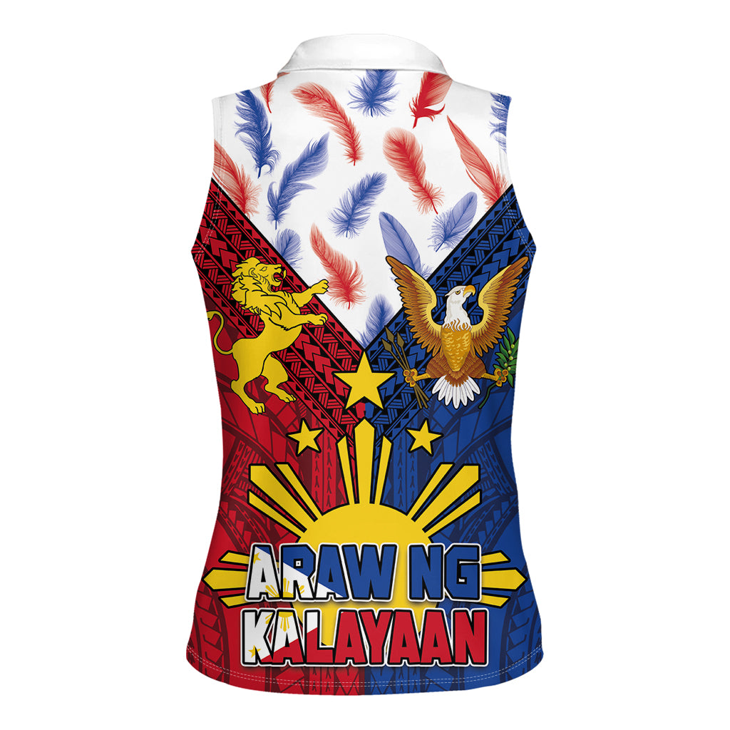 Philippines Independence Day 126th Anniversary Women Sleeveless Polo Shirt Polynesian Pattern National Flag Style