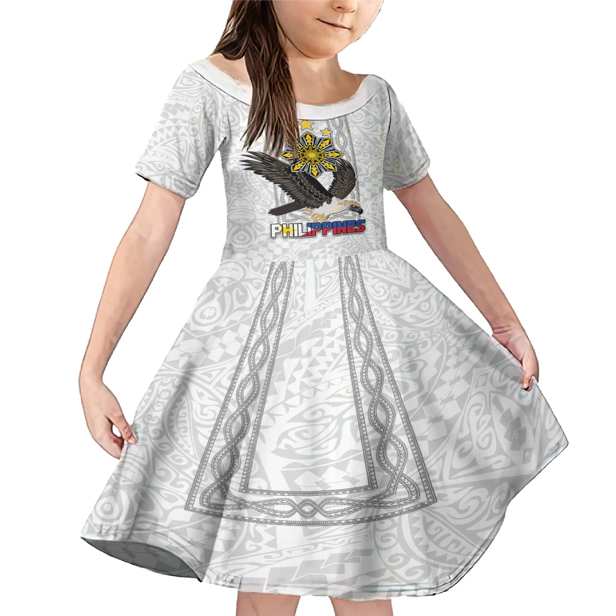 Philippines Eagle Week Family Matching Mermaid Dress and Hawaiian Shirt Polynesian Pattern Barong Style