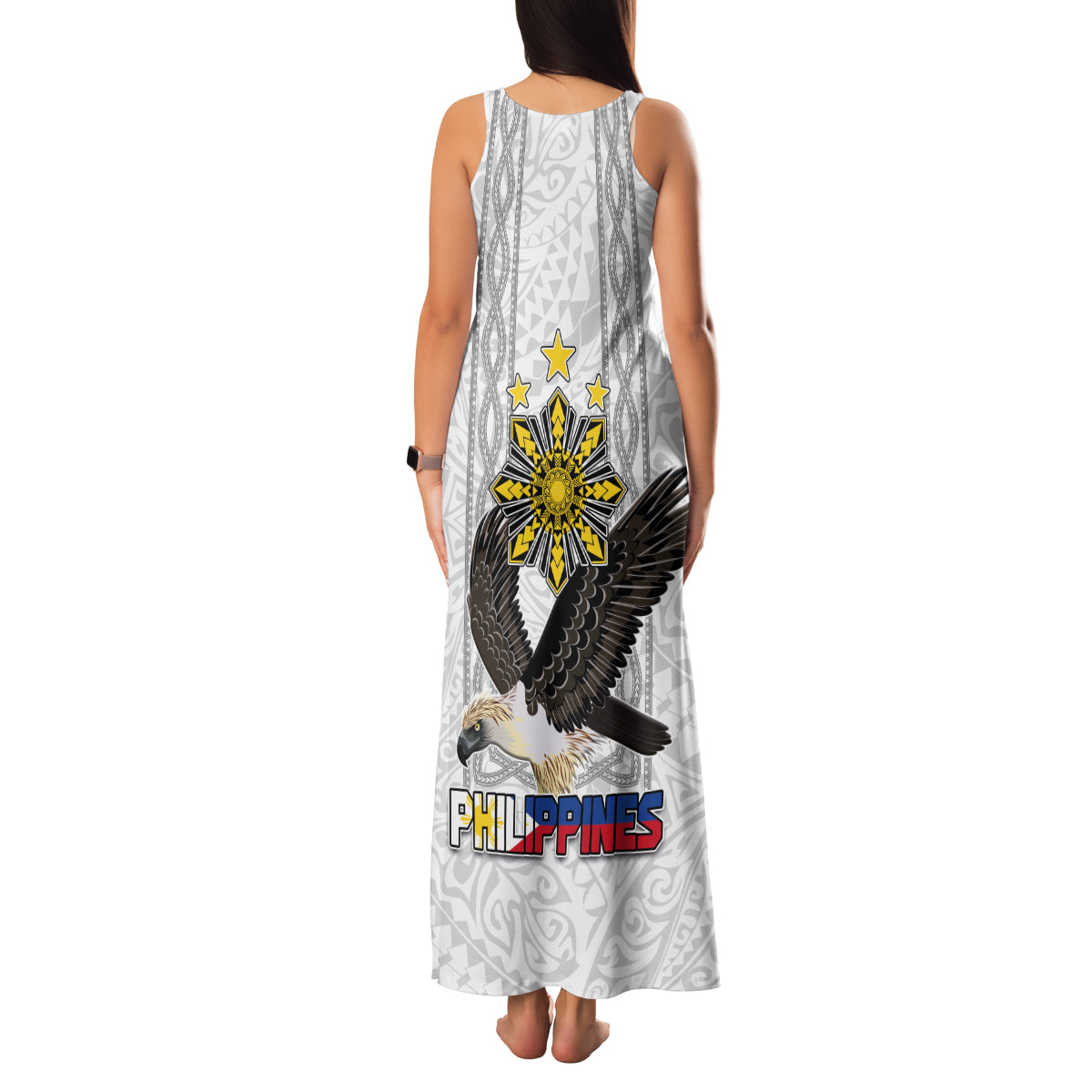 Philippines Eagle Week Family Matching Tank Maxi Dress and Hawaiian Shirt Polynesian Pattern Barong Style