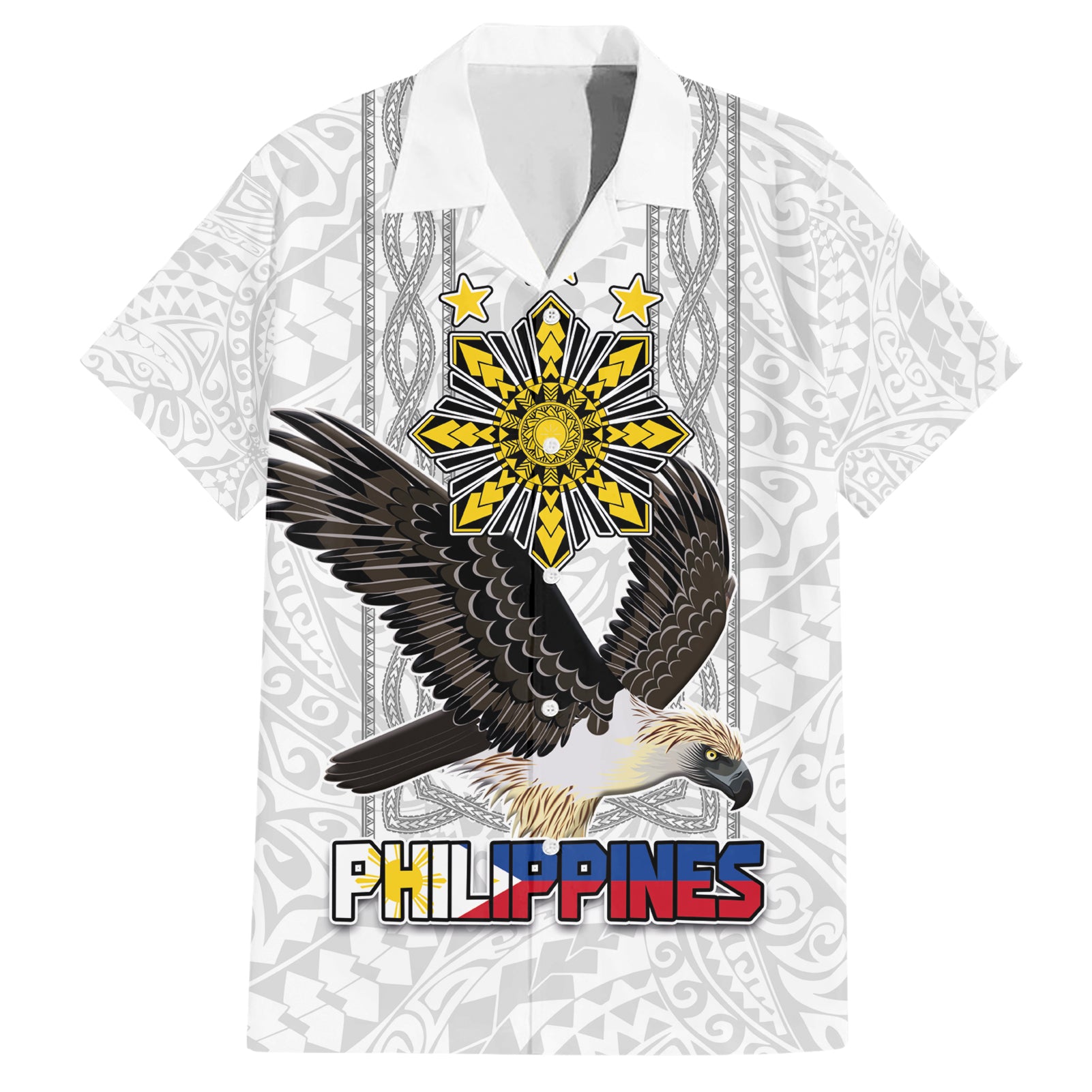 Philippines Eagle Week Hawaiian Shirt Polynesian Pattern Barong Style