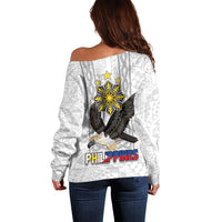 Philippines Eagle Week Off Shoulder Sweater Polynesian Pattern Barong Style