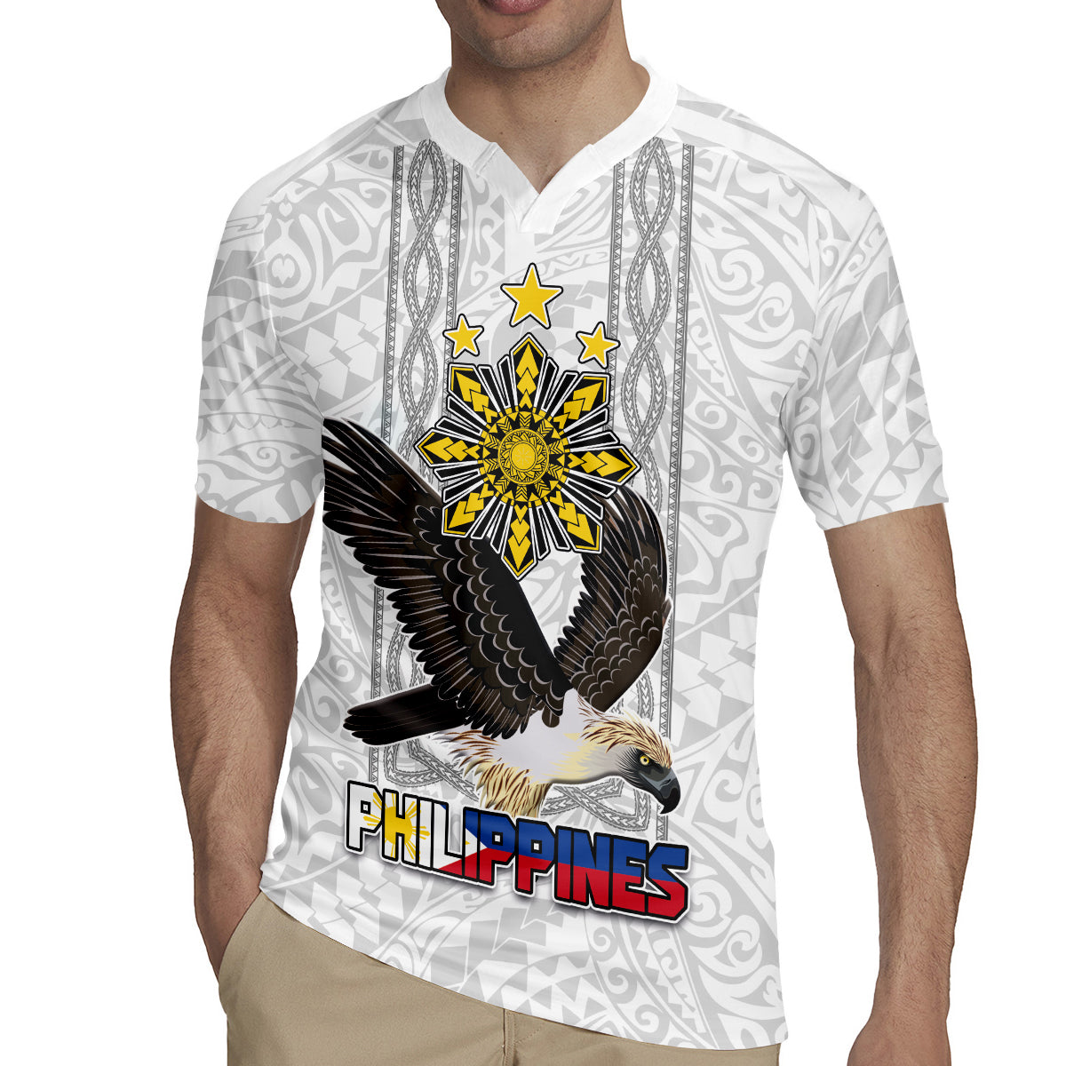 Philippines Eagle Week Rugby Jersey Polynesian Pattern Barong Style