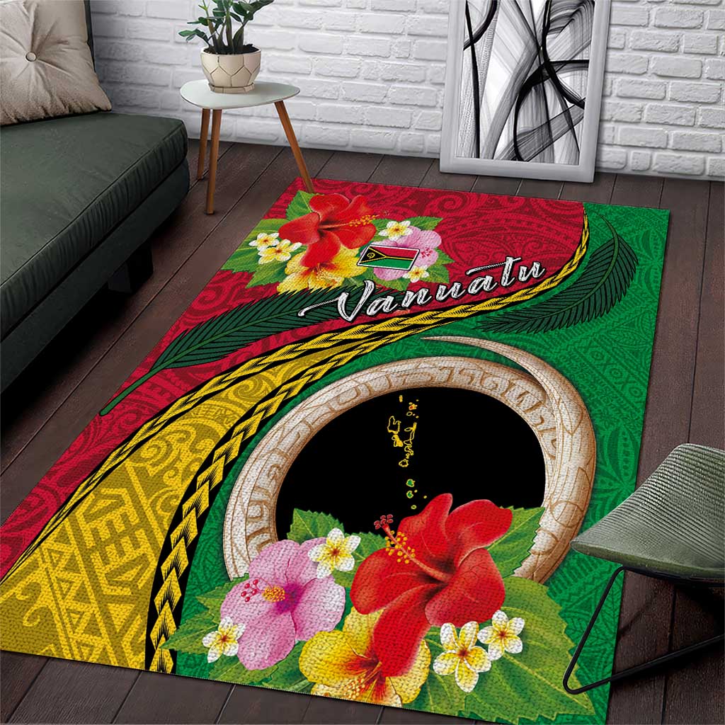 Vanuatu Tribal Boar Tusk Area Rug Tropical Plants with Namele and Melanesian Pattern LT03 Red - Polynesian Pride