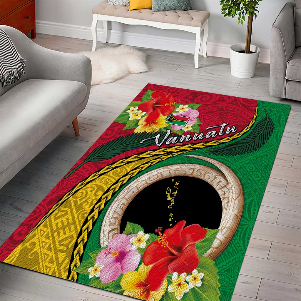 Vanuatu Tribal Boar Tusk Area Rug Tropical Plants with Namele and Melanesian Pattern LT03 - Polynesian Pride