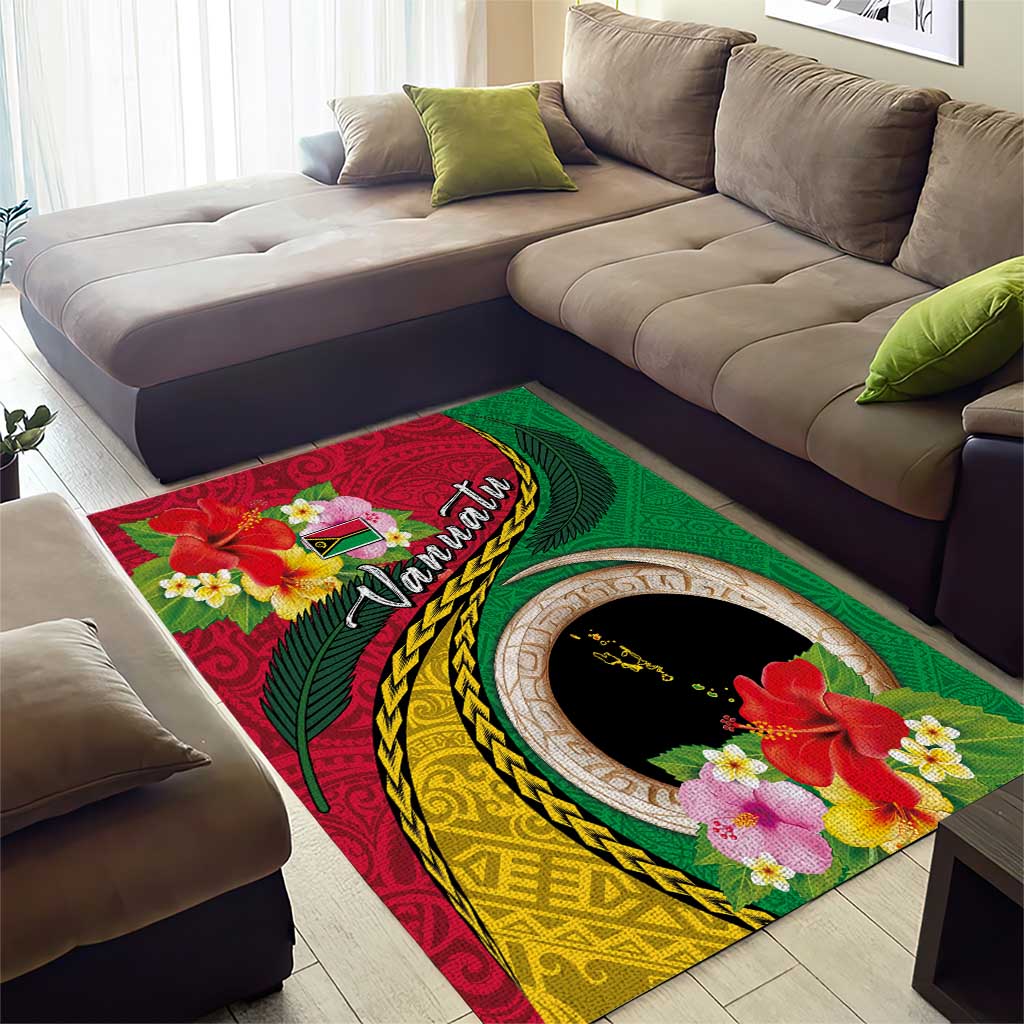 Vanuatu Tribal Boar Tusk Area Rug Tropical Plants with Namele and Melanesian Pattern LT03 - Polynesian Pride