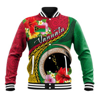 Vanuatu Tribal Boar Tusk Baseball Jacket Tropical Plants with Namele and Melanesian Pattern