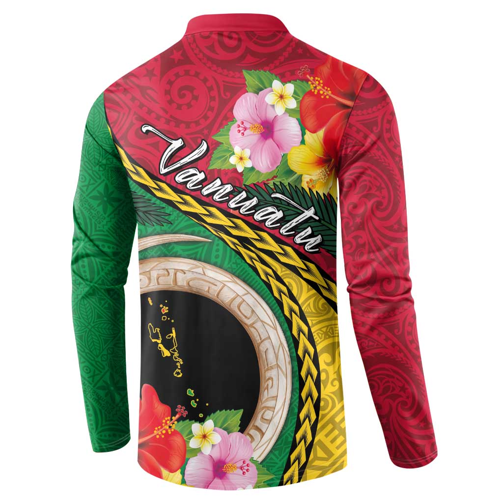Vanuatu Tribal Boar Tusk Button Sweatshirt Tropical Plants with Namele and Melanesian Pattern