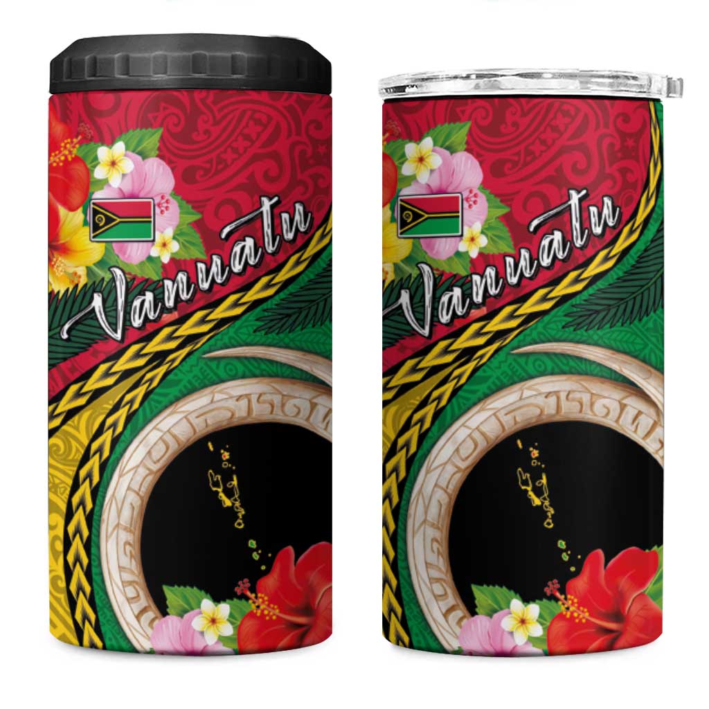 Vanuatu Tribal Boar Tusk 4 in 1 Can Cooler Tumbler Tropical Plants with Namele and Melanesian Pattern LT03 One Size: 16 oz Red - Polynesian Pride