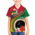 Vanuatu Tribal Boar Tusk Family Matching Off The Shoulder Long Sleeve Dress and Hawaiian Shirt Tropical Plants with Namele and Melanesian Pattern
