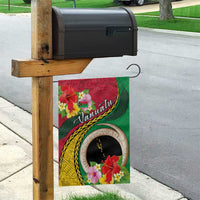 Vanuatu Tribal Boar Tusk Garden Flag Tropical Plants with Namele and Melanesian Pattern