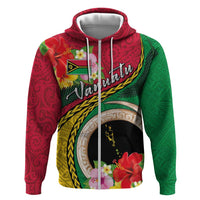 Vanuatu Tribal Boar Tusk Hoodie Tropical Plants with Namele and Melanesian Pattern