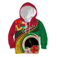 Vanuatu Tribal Boar Tusk Kid Hoodie Tropical Plants with Namele and Melanesian Pattern